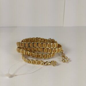 Gold Tone Jointed Belt Floral Hook Closure Wedding Bridal Glam Party Balletcore